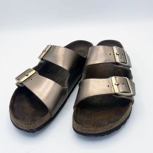 Birkenstock Lavender Arizona Soft Footbed 40 Metallic Bronze